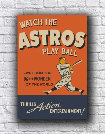 Houston Astros Vintage Style Play Ball Astrodome Poster