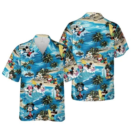 Discover Surfing Mickey Hawaiian Shirt Button Down Shirt