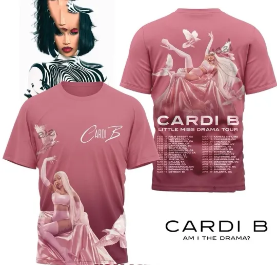Discover 2026 Cardi B Litte Miss Drama Tour AOP 3D T-Shirt