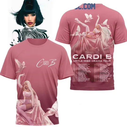 Discover Cardi B Little Miss Drama Tour 3D Printed T-Shirt