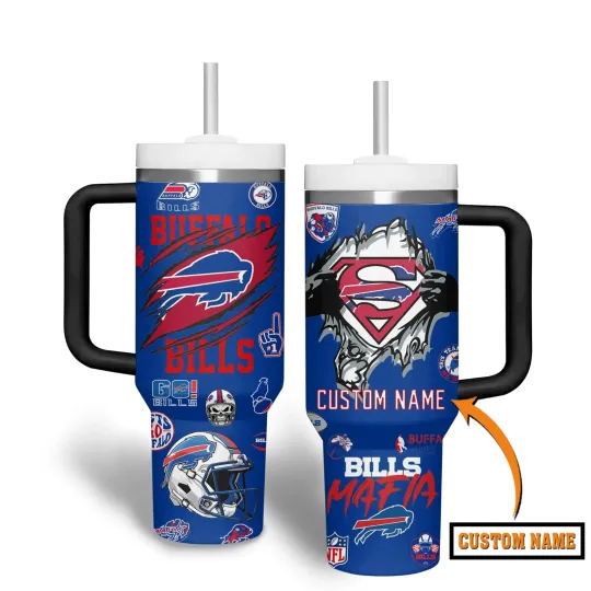 Discover Personalized Blue Red Buffalo Football Inspired Tumbler 40oz with Handle