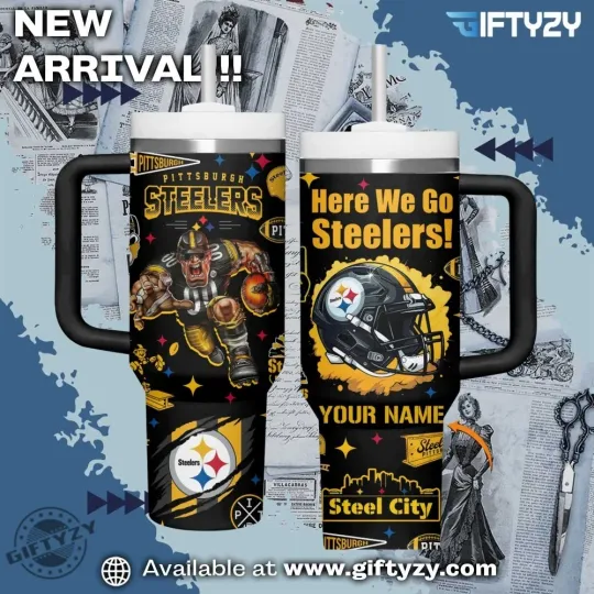Discover Custom Name Steeler Football Tumbler 40oz Fan Gift