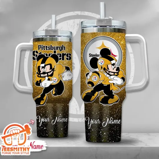 Discover Custom Pittsburg Steeler football Mickey Mouse Quencher Tumbler 40oz