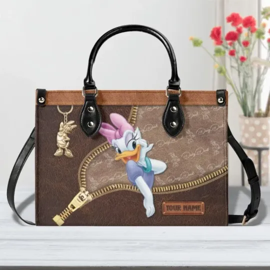Daisy Duck Leather Handbag, Disney Bag, Cartoon Bag for Women