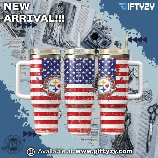 Discover Steeler Football America Flag Cup Tumbler 40oz With Handle