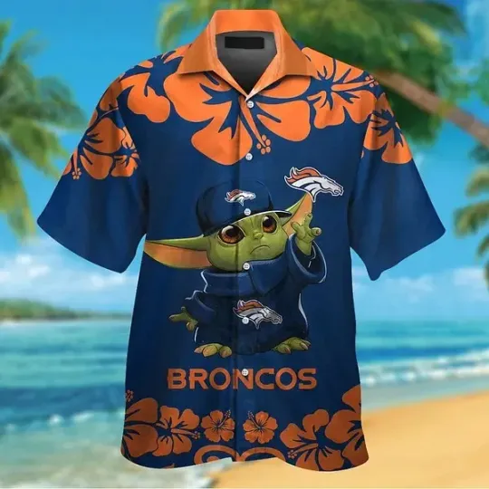 Discover Denver Football Short Sleeve Button Up Tropical Hawaiian Shirt