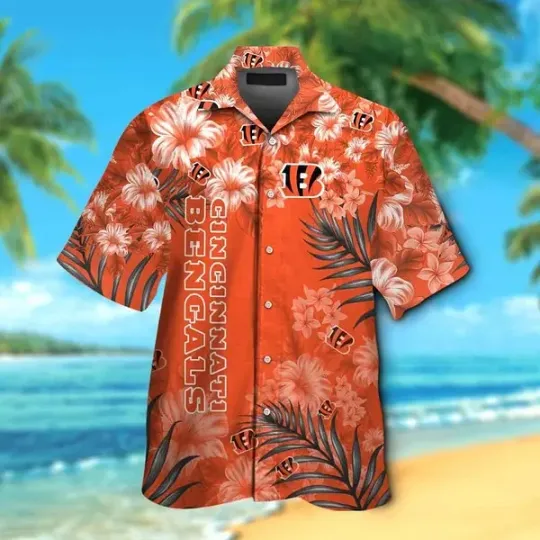 Discover Cincinnati Football Short Sleeve Button Up Tropical Hawaiian Shirt