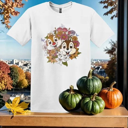 Discover Floral Chip N Dale T-Shirt, Gift For Friends