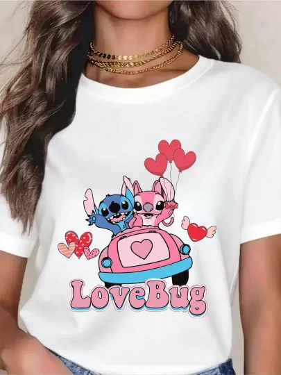 Discover Disney Stitch And Angel Love Bug T-Shirt, Gift For Friends