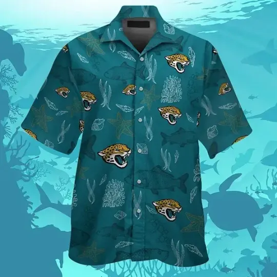 Discover Jacksonville Jaguars Short Sleeve Button Up Tropical Hawaiian Shirt VER014