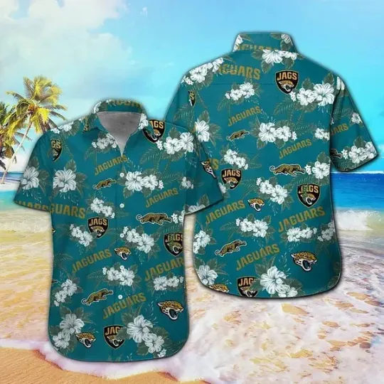 Discover Jacksonville Jaguars Short Sleeve Button Up Tropical Hawaiian Shirt VER012