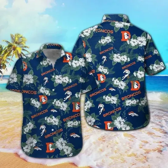Discover Denver Broncos Short Sleeve Button Up Tropical Hawaiian Shirt VER01