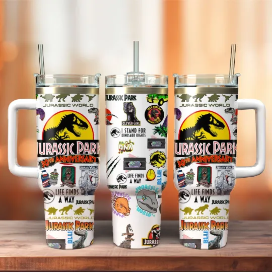Discover Dinosaur Movie Style Tumbler With Handle 20oz 30oz 40oz