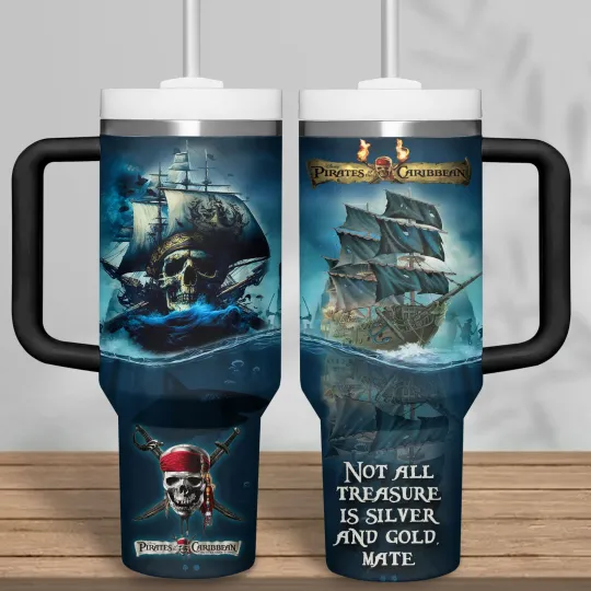 Discover Pirate Movie Style Tumbler With Handle 20oz 30oz 40oz