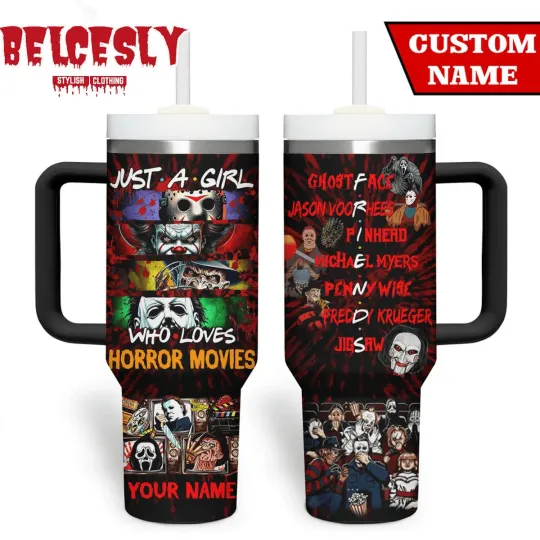 Discover Personalized Spooky Horror Movie Tumbler 20oz 30oz 40oz Stainless Steel Cup
