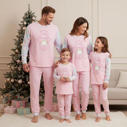 Discover Care Bear Family Pajamas Set, Long Sleeve Tee & Pants, Matching Sleepwear for Adults and Children