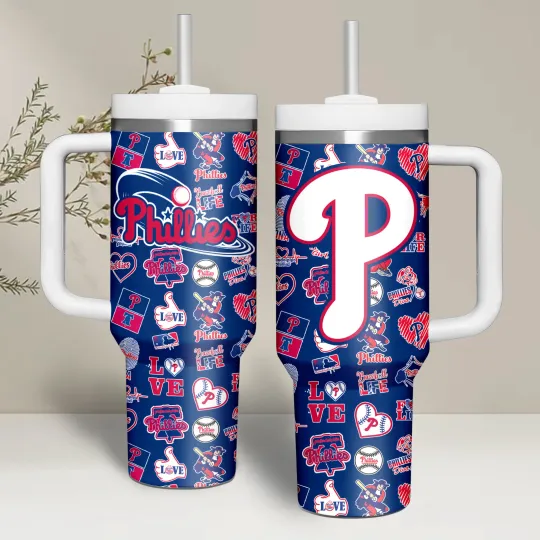 Discover Philadelphia Baseball Red Team Inspired Tumbler 40 oz with Handle