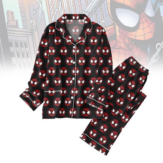 Discover Spiderman Christmas Pajamas Set, Face Spider Man Pattern Sleepwear for Men and Women, Cozy Winter Loungewear, Holiday Gift