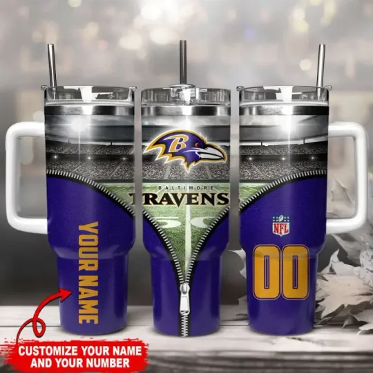 Discover Baltimore Football Team Ravenss  40oz Tumbler With Straw Vacuum Insulated