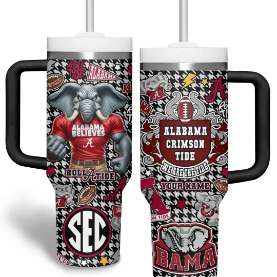 Custom Crimson Tide Style Tumbler 40oz – College Football Travel Cup