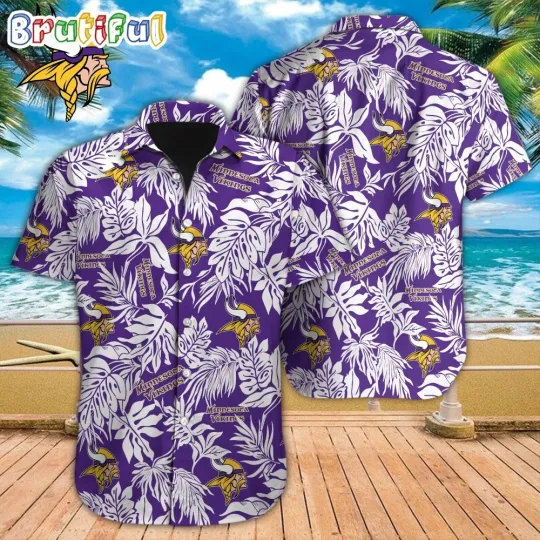 Discover football Minnesota Hawaiian Shirt Tropical Leafs Design Aloha Shirts