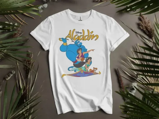 Discover Aladdin Group Jasmine, Genie, Abu T-Shirt White
