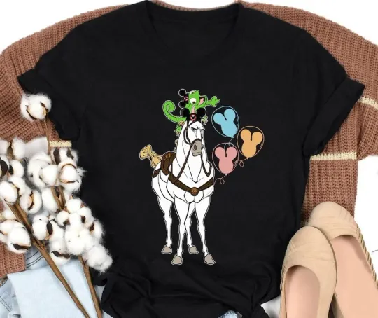 Discover Disney Cute Tangled Pascal And Maximus With Mickey Mouse Happy Tshirt Men Women