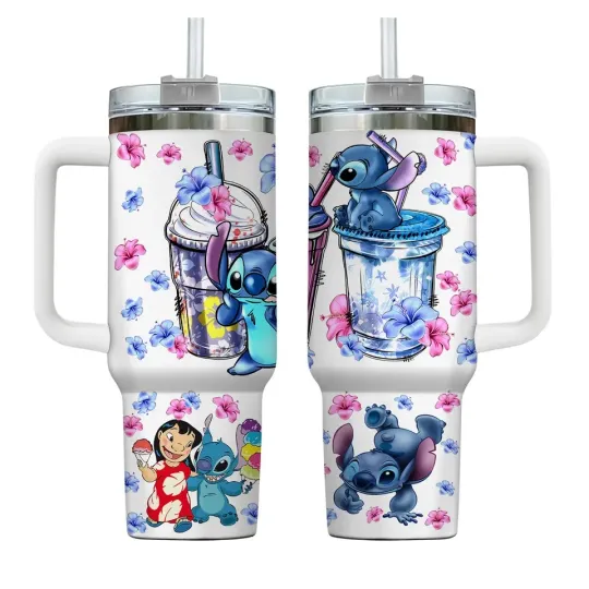Discover Stitch Tumbler 40Oz, Lilo Stitch Coffee Tumbler, Stitch Disney Tumbler Cup