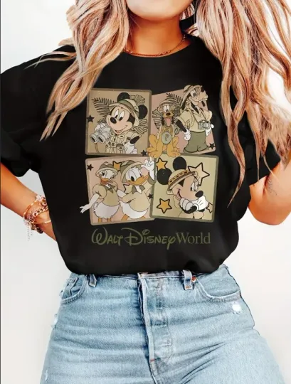 Discover Disney TMickey's Big Family Jungle Funny  T-Shirt Men Women Summer