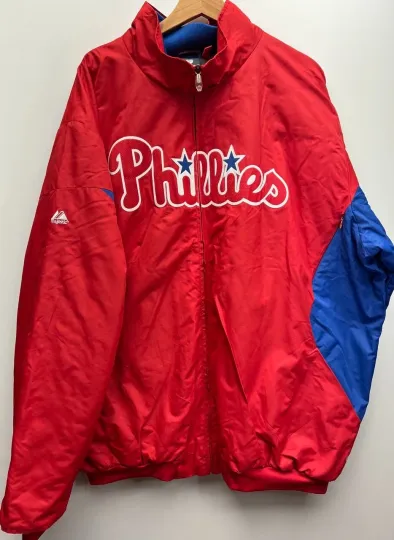 Discover Majestic Philadelphia Phillies Red MLB Jacket Therma Base Fleece Lining Size 4X