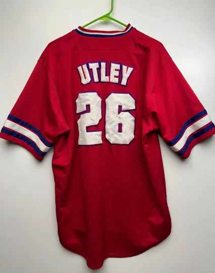 Discover Chase Utley #26 Philadelphia Phillies TRUE FAN Red Jersey – Size XL