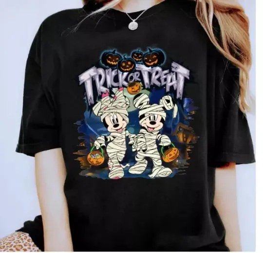Discover Disney Mummy Mickey And Minnie Halloween T-Shirt, Disney Halloween Couple Costum