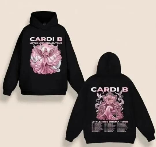Discover Cardi B Little Miss Drama Tour Hoodie Double Sided Rapper Concert Inspired Clothing