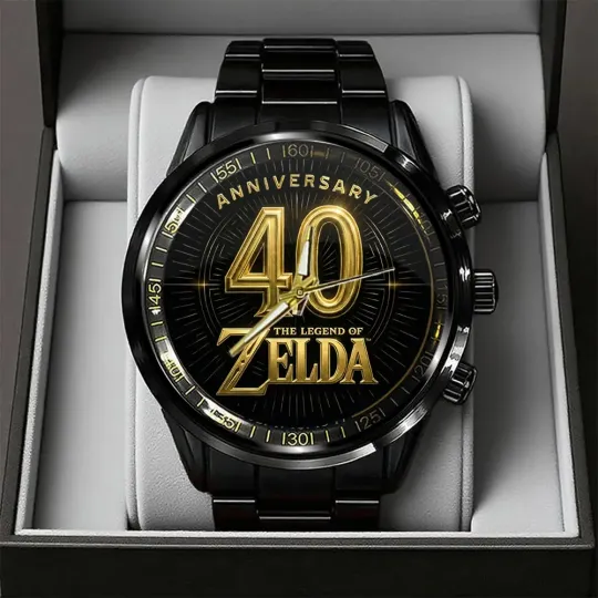 Discover The Legend of Zelda 40th Anniversary Steel Band Watch Black Stainless Steel