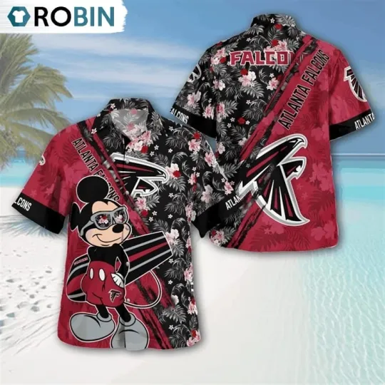 Discover Atlanta Football Mickey Mouse Floral Short Sleeve Hawaiian Shirt