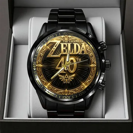 Discover The Legend of Zelda 40th Anniversary Steel Band Watch Black Stainless Steel