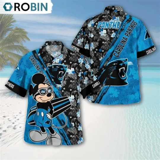 Discover Carolina Football Mickey Mouse Floral Short Sleeve Hawaiian Shirt