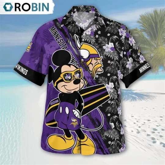 Discover Minnesota Football Mickey Mouse Floral Short Sleeve Hawaiian Shirt