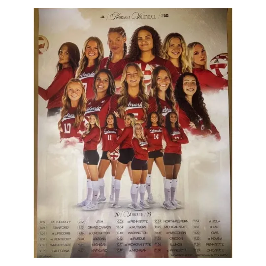 Discover Nebraska Cornhuskers 2025 Volleyball Schedule Poster