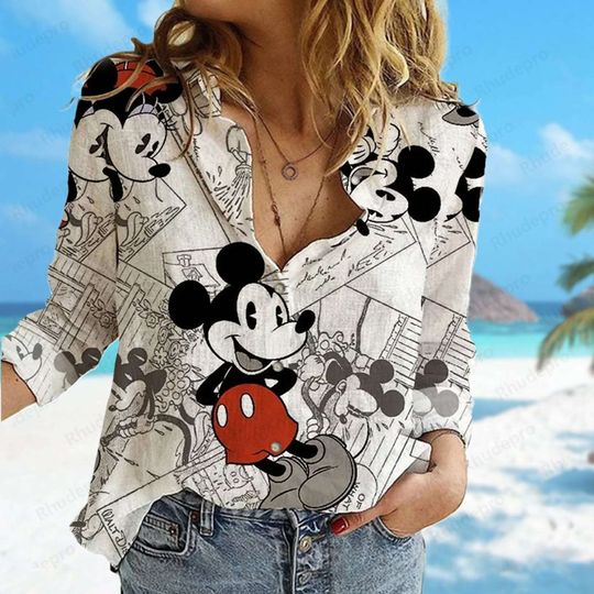Discover Disney Mickey Mouse Tropical Women's Blouses Shirt, Shirt for Her