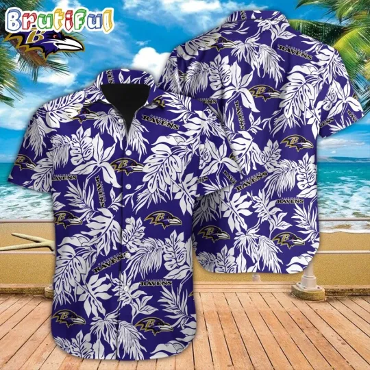 Discover football Baltimore Hawaiian Shirt Tropical Leafs Design Aloha Shirts
