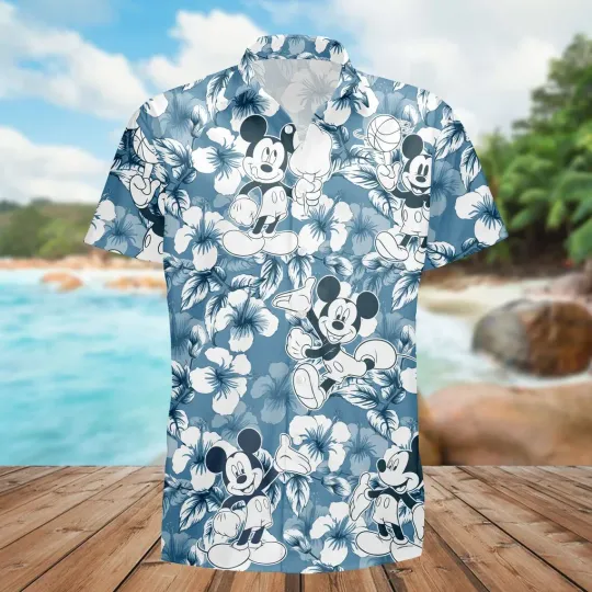 Discover Disney Mickey Mouse Hawaiian Shirt Men's Disneyland Short Sleeve Button Up Shirt Casual Fashion Beach Shirt Vintage Tops