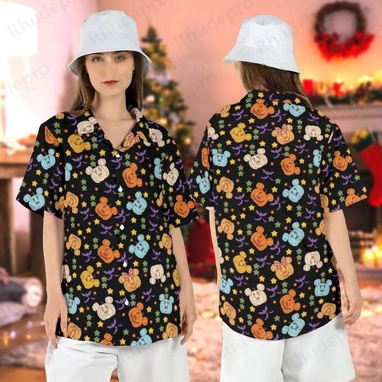 Discover Disney Halloween Mickey Vampire Hawaiian Shirt Summer Vacation Shirt Beach Surf Shirt Trendy Vintage Button Down Shirt