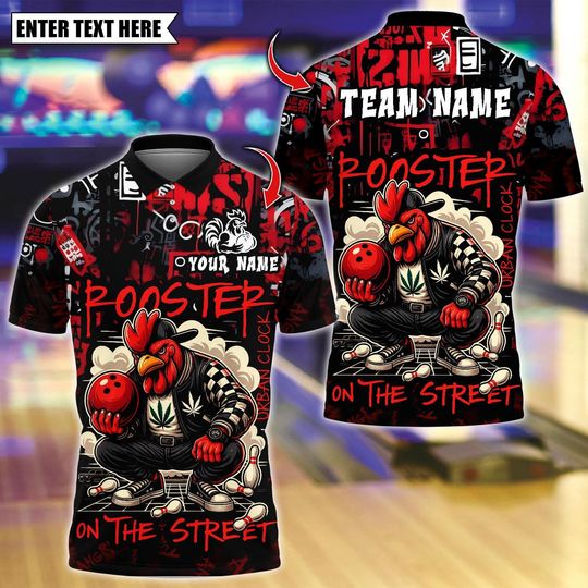 Discover Personalized Bowling Polo Shirt, Urban Streetwear Chicken Bowling Design, Custom Bowling Polo for Men Women, Personalized Name Team 3D Shirt
