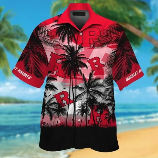 Discover Rutgers Scarlet Knights Short Sleeve Button Up Tropical Shirt Hawaiian Shirt