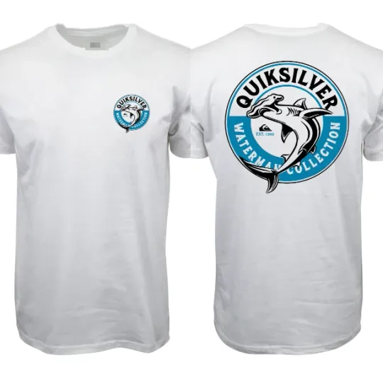 Discover Quiksilver Shark Fish Graphic T-Shirt, Double Sided
