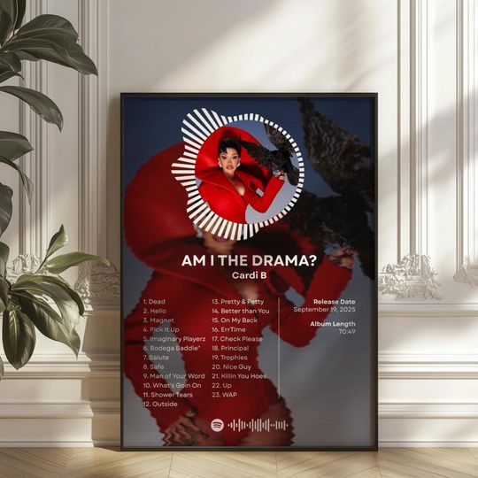 Discover Cardi B Am I The Drama Album Poster, Rap Music Wall Art, Tracklist Poster, Album Cover Poster Wall Decor, Cardi B Fan Gift