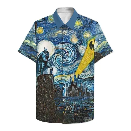 Discover Batman Starry Night Hawaiian Shirt Aloha Summer Casual Beachwear