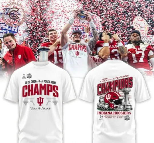 Discover Indian1A Hoosie-R 2026 Peach Bowl Game Champs T-Shirt