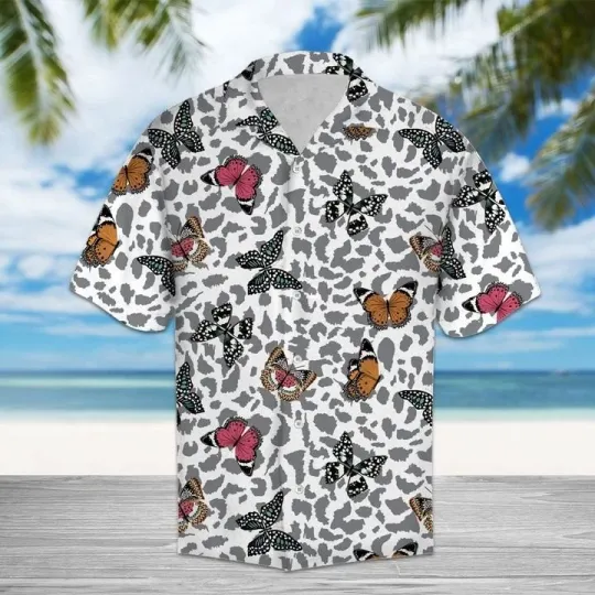 Discover Amazing Butterflies Hawaiian Shirt Summer Button Up Aloha Casual Beachwear